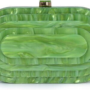 Stylish Green Acrylic Evening Clutch with Removable Chain for Versatile Looks